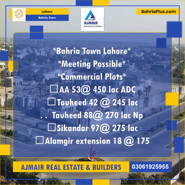 Commercial Plot for Sale in Bahria Town, Lahore - (BP-198083)