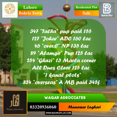 Residential Plot for Sale in Bahria Town, Lahore - (BP-198118)