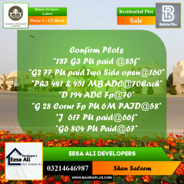 Residential Plot for Sale in Phase 4 - G5 Block -  Bahria Orchard, Lahore - (BP-198142)