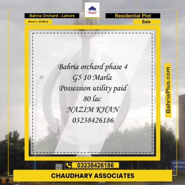 Residential Plot for Sale in Phase 4 - G5 Block -  Bahria Orchard, Lahore - (BP-198163)