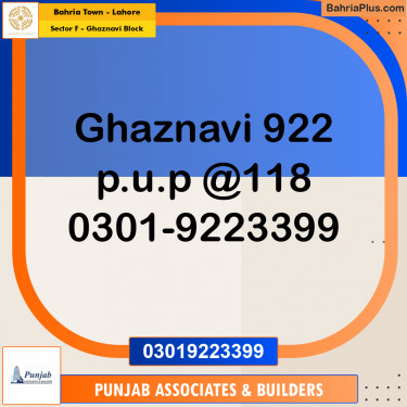 Residential Plot for Sale in Sector F - Ghaznavi Block -  Bahria Town, Lahore - (BP-198182)