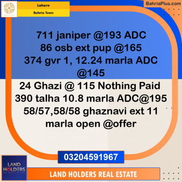 Residential Plot for Sale in Bahria Town, Lahore - (BP-198249)