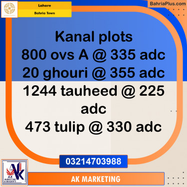 Residential Plot for Sale in Bahria Town, Lahore - (BP-198312)