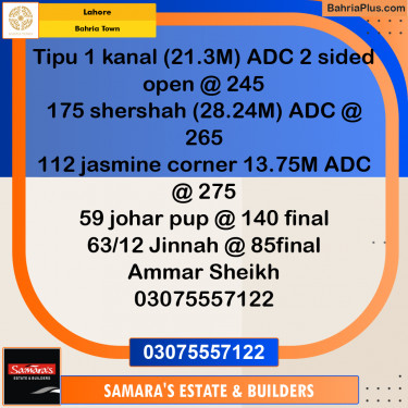 Residential Plot for Sale in Bahria Town, Lahore - (BP-198323)