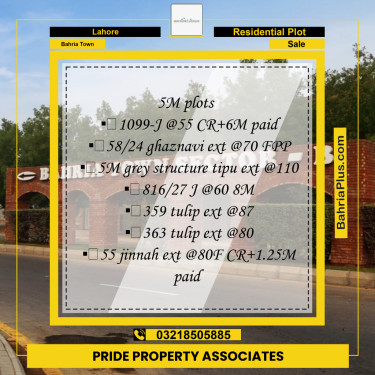 Residential Plot for Sale in Bahria Town, Lahore - (BP-198325)