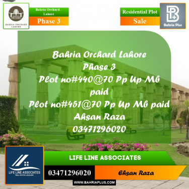 Residential Plot for Sale in Phase 3 -  Bahria Orchard, Lahore - (BP-198341)