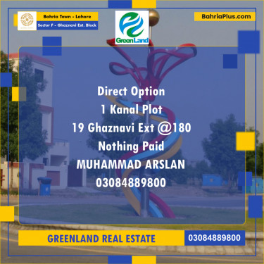 Residential Plot for Sale in Sector F - Ghaznavi Ext. Block -  Bahria Town, Lahore - (BP-198384)