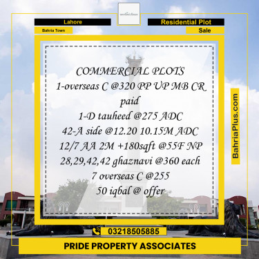 Residential Plot for Sale in Bahria Town, Lahore - (BP-198421)