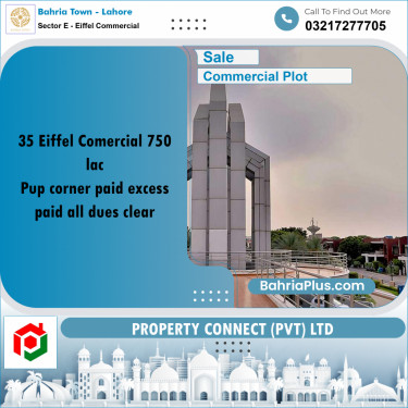 Commercial Plot for Sale in Sector E - Eiffel Commercial -  Bahria Town, Lahore - (BP-198424)