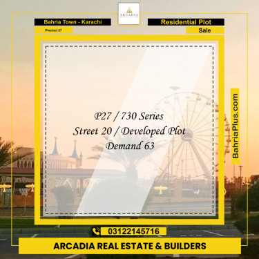 Residential Plot for Sale in Precinct 27 -  Bahria Town, Karachi - (BP-198458)