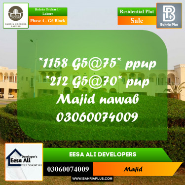 Residential Plot for Sale in Phase 4 - G6 Block -  Bahria Orchard, Lahore - (BP-198473)