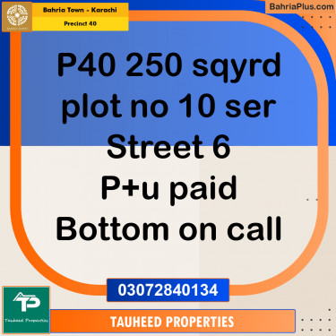 Residential Plot for Sale in Precinct 40 -  Bahria Town, Karachi - (BP-198500)