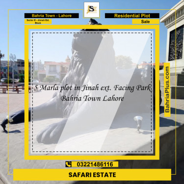 Residential Plot for Sale in Sector E - Jinnah Ext. Block -  Bahria Town, Lahore - (BP-198580)
