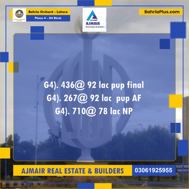 Residential Plot for Sale in Phase 4 - G4 Block -  Bahria Orchard, Lahore - (BP-198606)