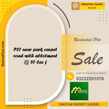 Residential Plot for Sale in Precinct 27 -  Bahria Town, Karachi - (BP-198619)