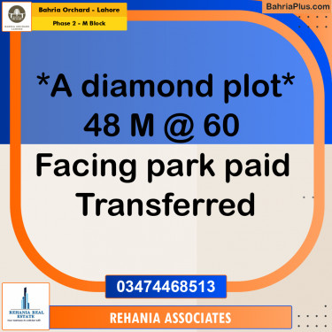 Residential Plot for Sale in Phase 2 - M Block -  Bahria Orchard, Lahore - (BP-198624)
