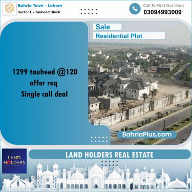 Residential Plot for Sale in Sector F - Tauheed Block -  Bahria Town, Lahore - (BP-198642)