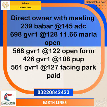 Residential Plot for Sale in Bahria Town, Lahore - (BP-198649)