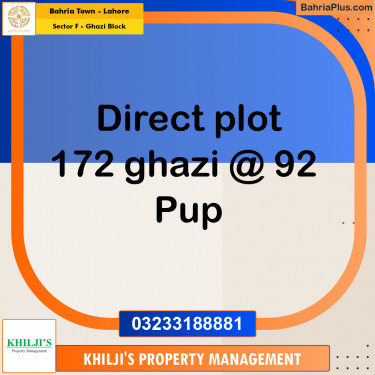 Residential Plot for Sale in Sector F - Ghazi Block -  Bahria Town, Lahore - (BP-198651)