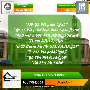 Residential Plot for Sale in OLC-A Block -  Bahria Orchard, Lahore - (BP-198659)