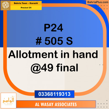 125 Sq. Yards Residential Plot for Sale in Precinct 24 -  Bahria Town, Karachi - (BP-198663)