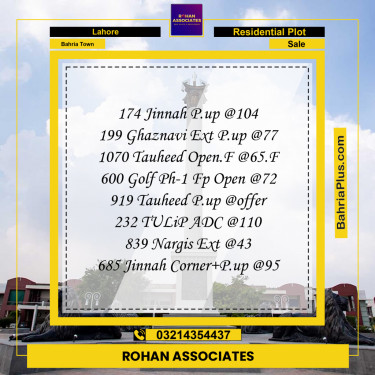 Residential Plot for Sale in Bahria Town, Lahore - (BP-198681)