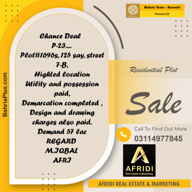 125 Sq. Yards Residential Plot for Sale in Precinct 23 -  Bahria Town, Karachi - (BP-198765)