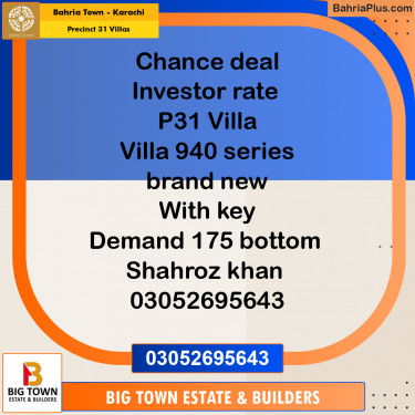 Residential Plot for Sale in Precinct 31 Villas -  Bahria Town, Karachi - (BP-198779)