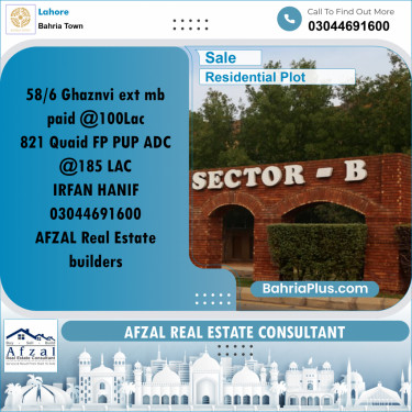 Residential Plot for Sale in Bahria Town, Lahore - (BP-198790)
