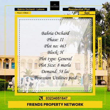 Residential Plot for Sale in Phase 2 - H Block -  Bahria Orchard, Lahore - (BP-198797)