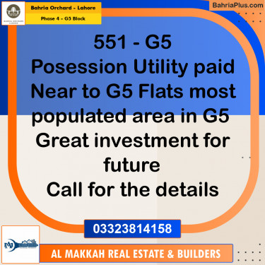 Residential Plot for Sale in Phase 4 - G5 Block -  Bahria Orchard, Lahore - (BP-198805)