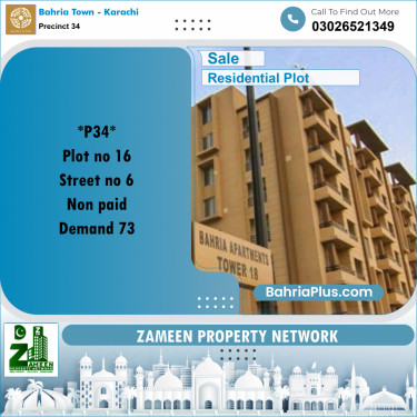 250 Sq. Yards Residential Plot for Sale in Precinct 34 -  Bahria Town, Karachi - (BP-198877)