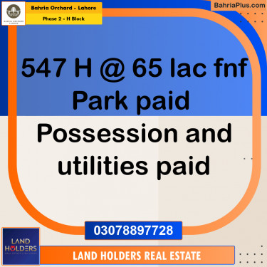Residential Plot for Sale in Phase 2 - H Block -  Bahria Orchard, Lahore - (BP-198909)