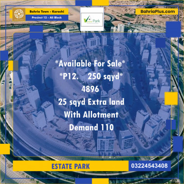 250 Sq. Yards Residential Plot for Sale in Precinct 12 - Ali Block -  Bahria Town, Karachi - (BP-198929)