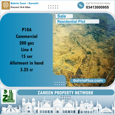 200 Sq. Yards Residential Plot for Sale in Precinct 10-A Villas -  Bahria Town, Karachi - (BP-198933)