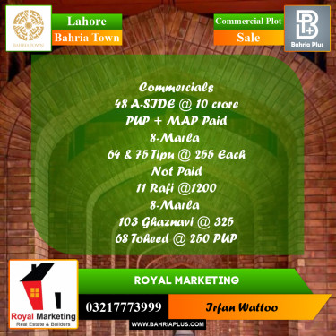 Commercial Plot for Sale in Bahria Town, Lahore - (BP-198955)