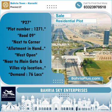 125 Sq. Yards Residential Plot for Sale in Precinct 27 -  Bahria Town, Karachi - (BP-198987)
