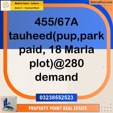 Residential Plot for Sale in Sector F - Tauheed Block -  Bahria Town, Lahore - (BP-199007)