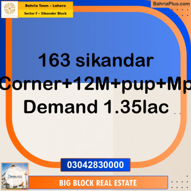 12 Marla Residential Plot for Sale in Sector F - Sikander Block -  Bahria Town, Lahore - (BP-199081)