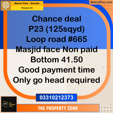 125 Sq. Yards Residential Plot for Sale in Precinct 23 -  Bahria Town, Karachi - (BP-199089)