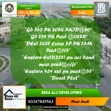 Residential Plot for Sale in OLC-A Block -  Bahria Orchard, Lahore - (BP-199150)