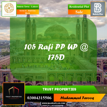 10 Marla Residential Plot for Sale in Sector E - Rafi Ext. Block -  Bahria Town, Lahore - (BP-199173)