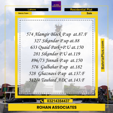 Residential Plot for Sale in Bahria Town, Lahore - (BP-199182)