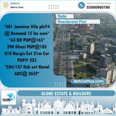 Residential Plot for Sale in Bahria Town, Lahore - (BP-199186)