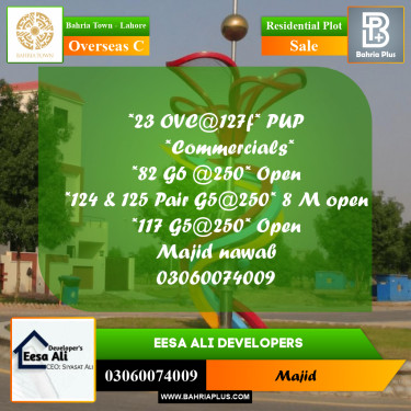 Residential Plot for Sale in Overseas C -  Bahria Town, Lahore - (BP-199194)