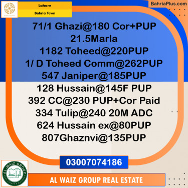 Residential Plot for Sale in Bahria Town, Lahore - (BP-199211)