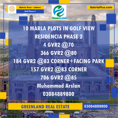 10 Marla Residential Plot for Sale in Golf Phase 2 -  Bahria Town, Lahore - (BP-199212)