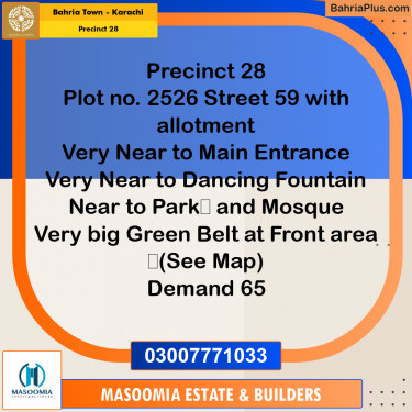 125 Sq. Yards Residential Plot for Sale in Precinct 28 -  Bahria Town, Karachi - (BP-199225)