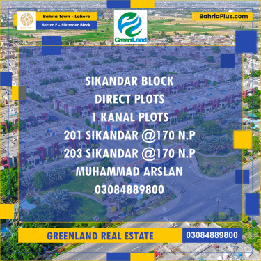 1 Kanal Residential Plot for Sale in Sector F - Sikander Block -  Bahria Town, Lahore - (BP-199248)