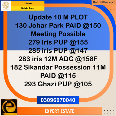 10 Marla Residential Plot for Sale in Bahria Town, Lahore - (BP-199284)